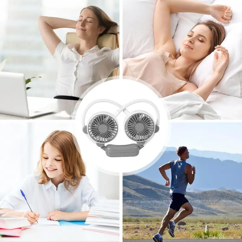 Ventilador portátil ajustable de 2 velocidades, dispositivo Personal recargable por USB, plegable, para cuello - imagen 5