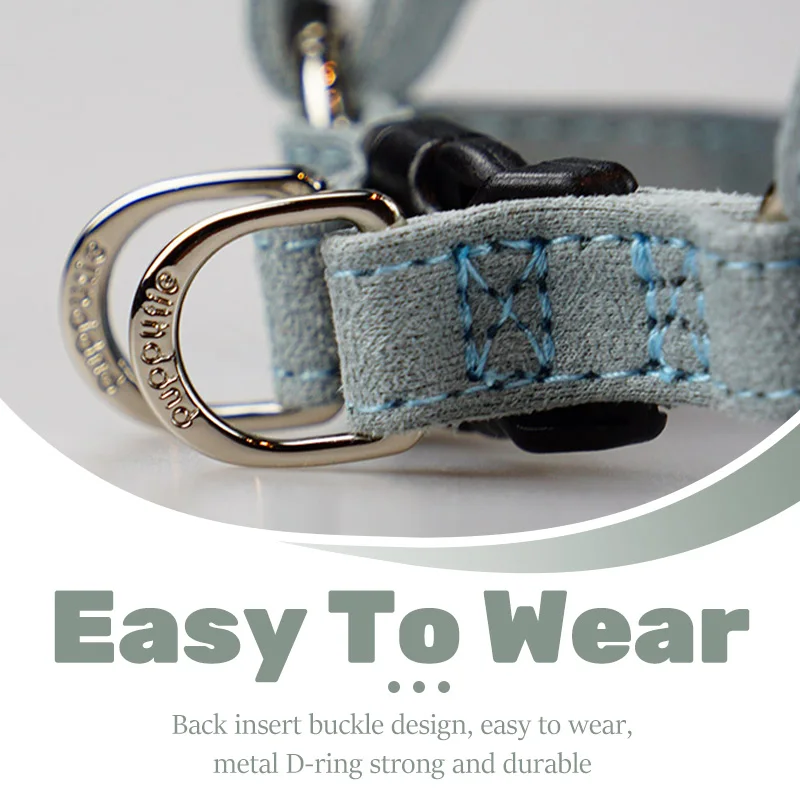 Juego de arnés y correa de cuero suave para perro, cuerda de tracción duradera, doble gancho para viajar, diseño de lujo - imagen 5