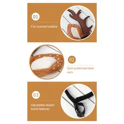 Diadema con astas navideñas para mascotas, diadema de ciervo ajustable con orejas manchadas, diadema de ciervo para Cosplay para perros, gatos, Navidad festiva