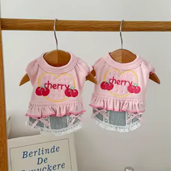 Vestido princesa con encaje para perros pequeños – Color cereza