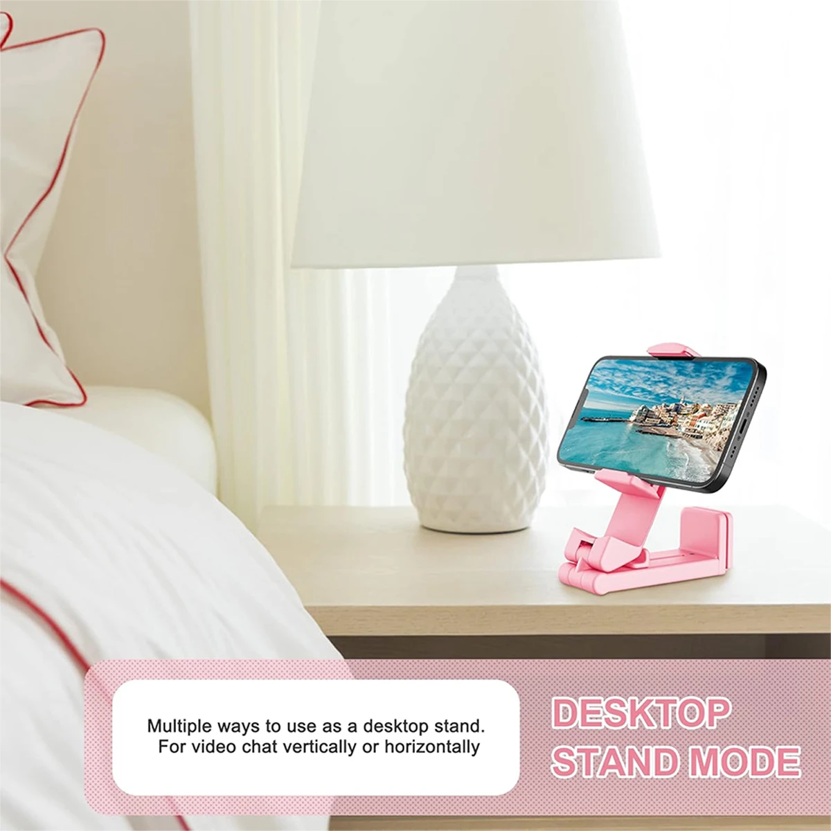 Soporte teléfono móvil para avión – Giratorio 360° color rosa - imagen 2