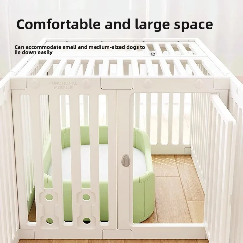 Caja para perros para interiores y exteriores, barandilla Modular de plástico para mascotas con jaula superior, productos para el hogar, accesorios de ventilación, vallas para perros - imagen 3