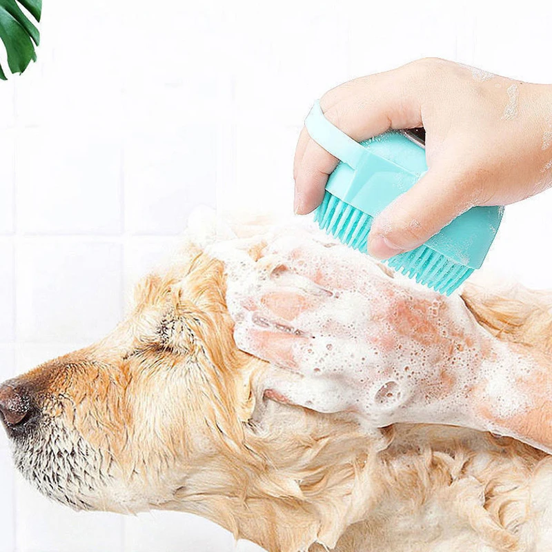 Cepillo de baño para mascotas, masajeador de silicona suave, Gel de ducha, herramientas de limpieza, peine, suministros de aseo para perros y gatos - imagen 2