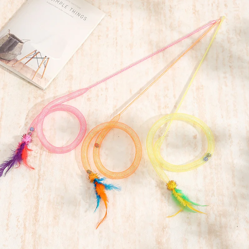 Juguete interactivo para gatos, divertidos juguetes con palo para gatos, varita Teaser para gatos con campana de plumas, juguetes para gatitos, accesorios para gatos - imagen 4