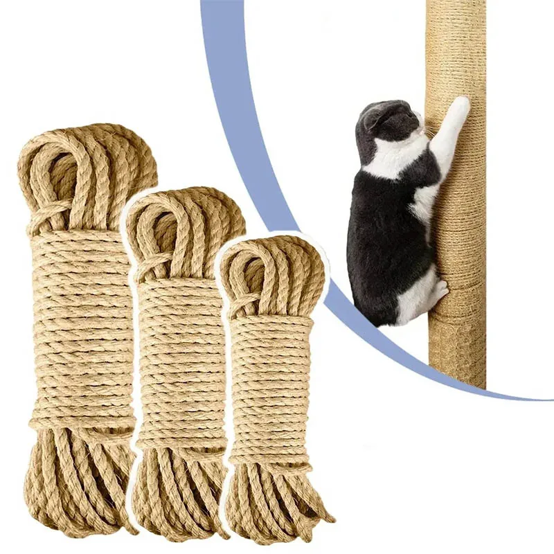 10/20/50M 6MM cuerda rascador para gatos DIY cuerda de Sisal Natural juguete gato pata garra muebles Protector árbol torre escalada marco vinculante