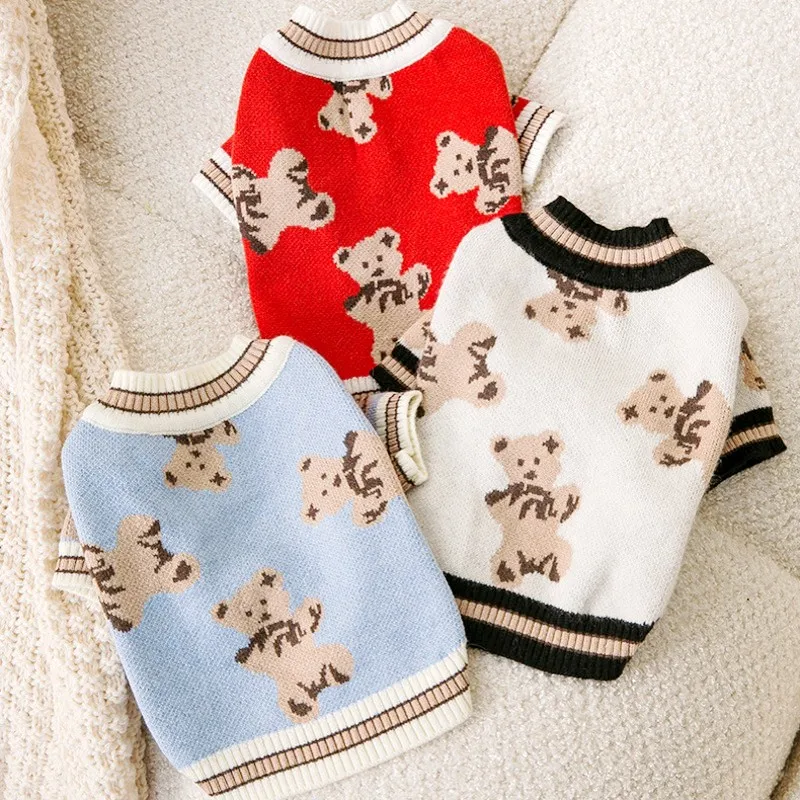 Ropa para perros pequeños, suéter cálido de invierno para perros, abrigo con estampado bonito para cachorros, suéter tejido suave para gatos, ropa para Chihuahua - imagen 3