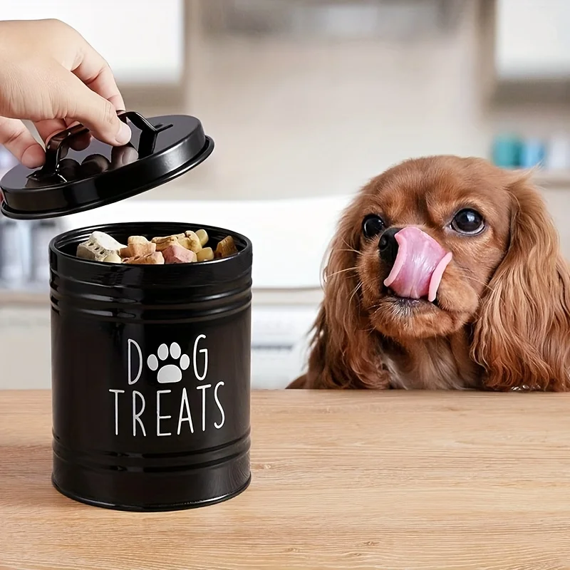 Contenedor de Metal para golosinas para perros, contenedor de almacenamiento de alimentos para perros, contenedor de almacenamiento de alimentos para perros y gatos, tarro de golosinas para mascotas, suministros para mascotas