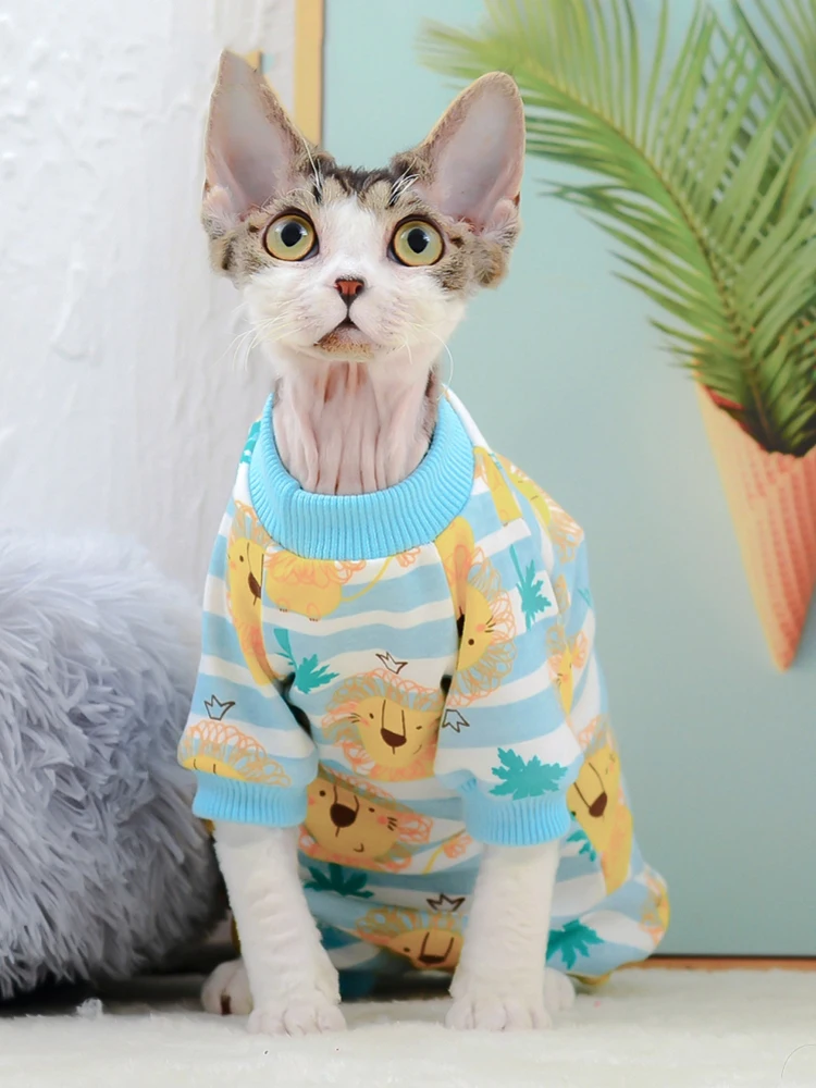 Ropa de gato Sphynx, mono bonito de algodón para gato y gatito, monos cálidos para gatos, sudaderas con capucha, disfraces para gato Sphinx Devon, ropa para gato - imagen 4