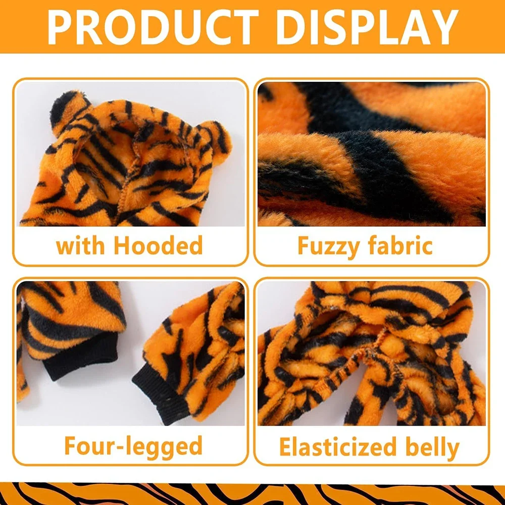 Disfraz de Cosplay de lana Coral para mascotas, ropa para perros pequeños, cachorros, gatos, Chihuahua, Yorkshire, Sudadera con capucha, abrigo, tigre, dinosaurio - imagen 5