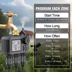 Programador de riego 3 zonas para jardín – Temporizador automático exterior