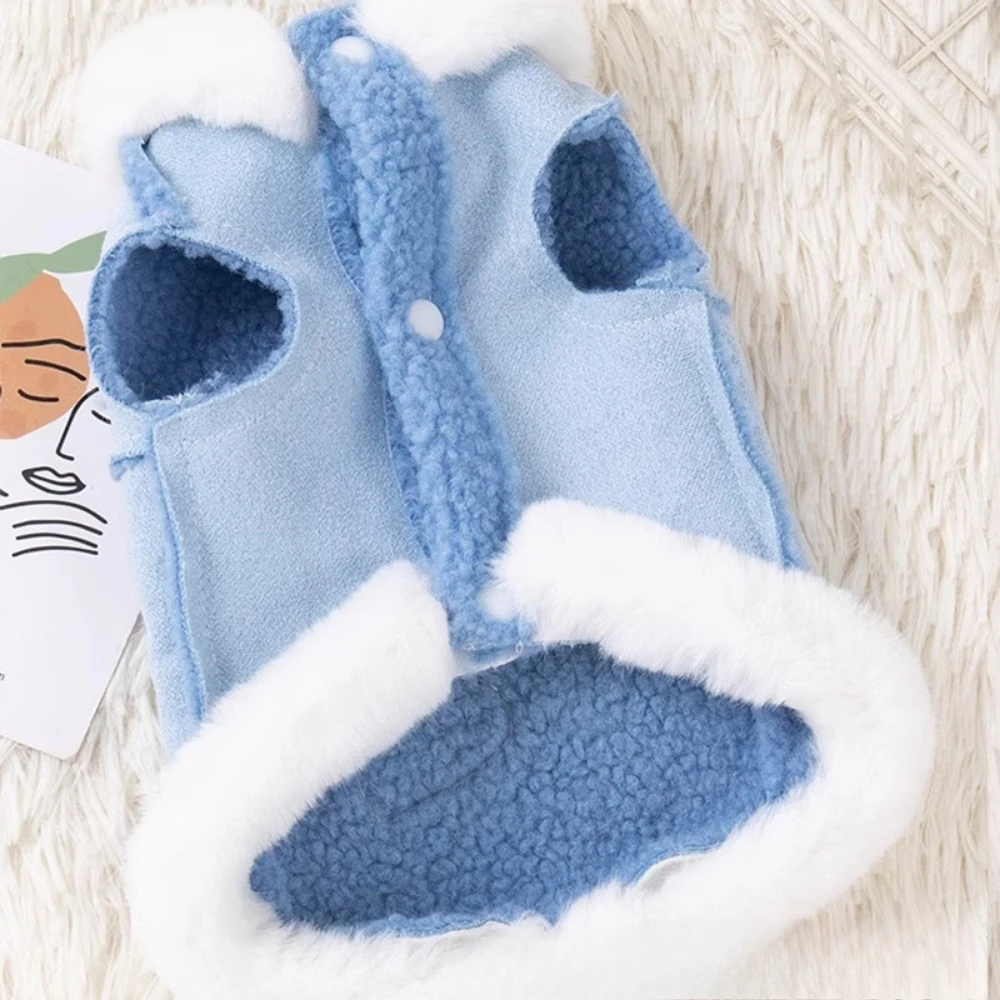 Abrigo de piel de cordero integrado para perro, chaleco cálido de otoño e invierno para perros pequeños, ropa para cachorros, ropa para perros pequeños