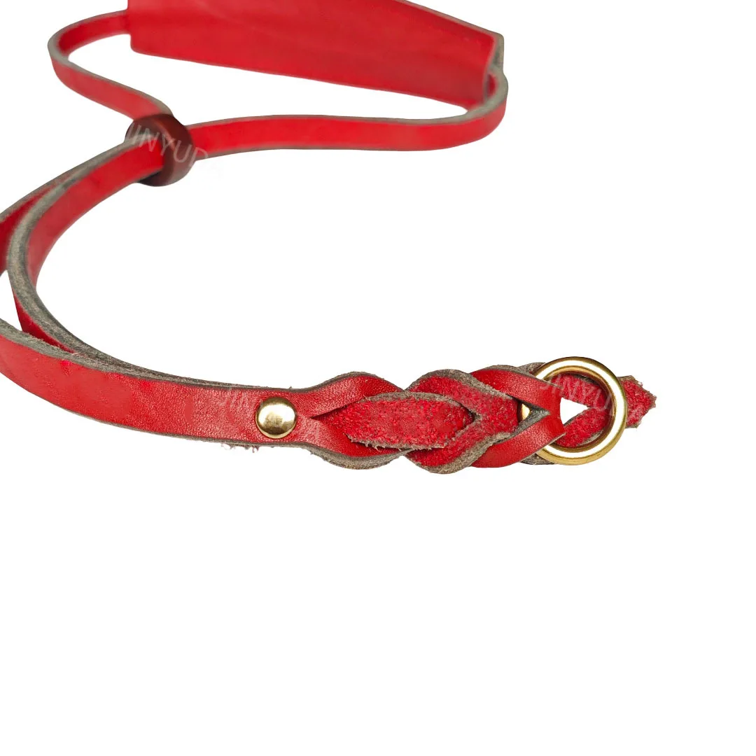 Collar para mascotas de un solo tirón de piel de vaca de grano superior Acolchado ensanchado Collar de perro de cuero genuino Collar de entrenamiento para perros de diseño trenzado negro - imagen 4