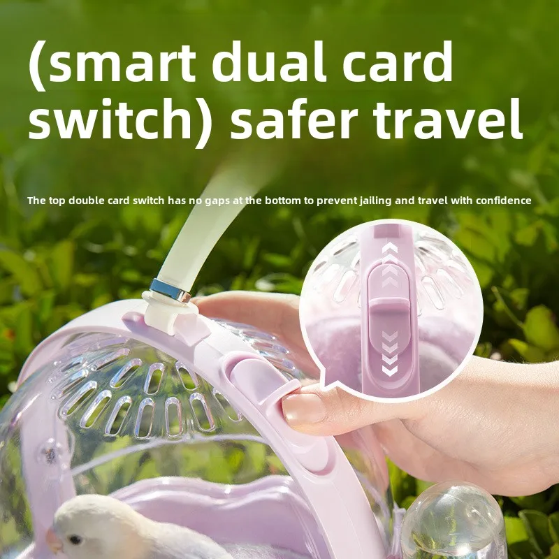 Jaula para loros, Estuche de transporte portátil de plástico transparente para pájaros, portador de transporte para viajes al aire libre, cerradura de puerta segura, accesorios para mascotas pequeñas - imagen 3