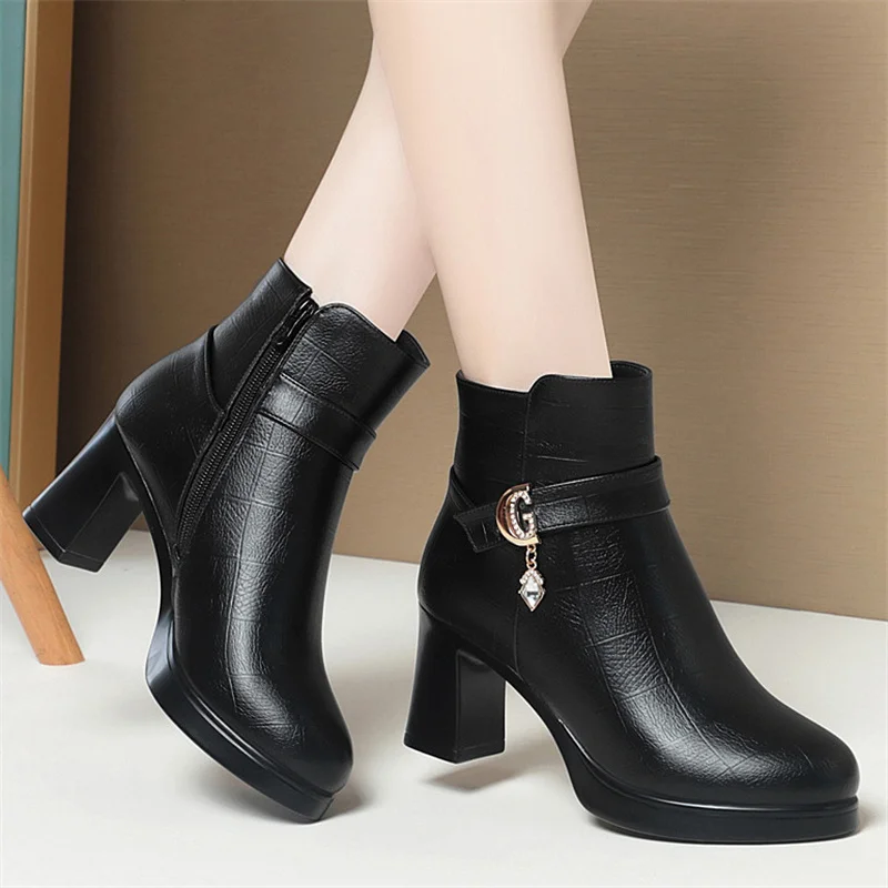Botines de cuero suave para perros con felpa invierno - imagen 4