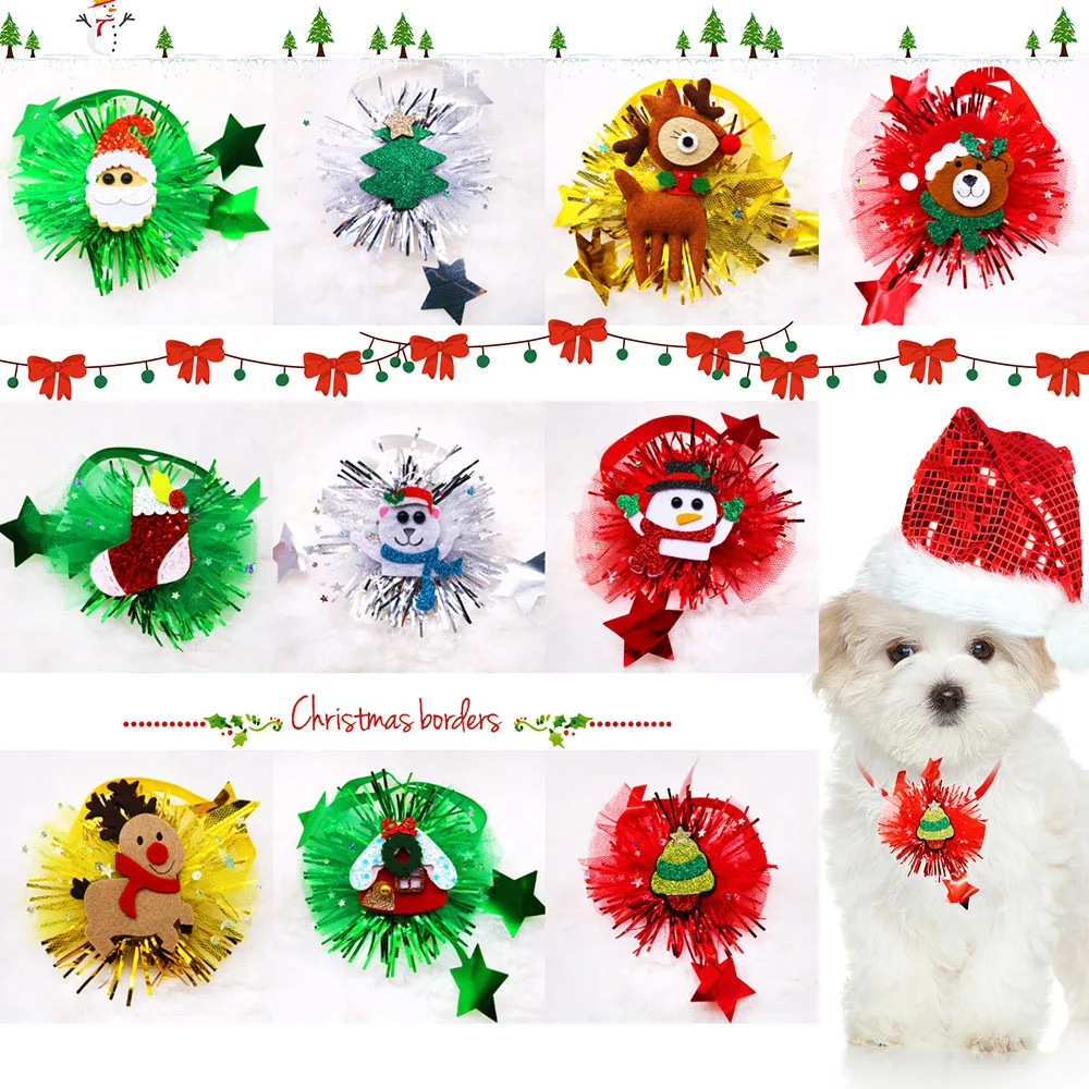 2025 nuevas pajaritas navideñas para perros, pajarita brillante para perros, corbatas para mascotas, decoración de aseo Praty, accesorios para perros - imagen 3