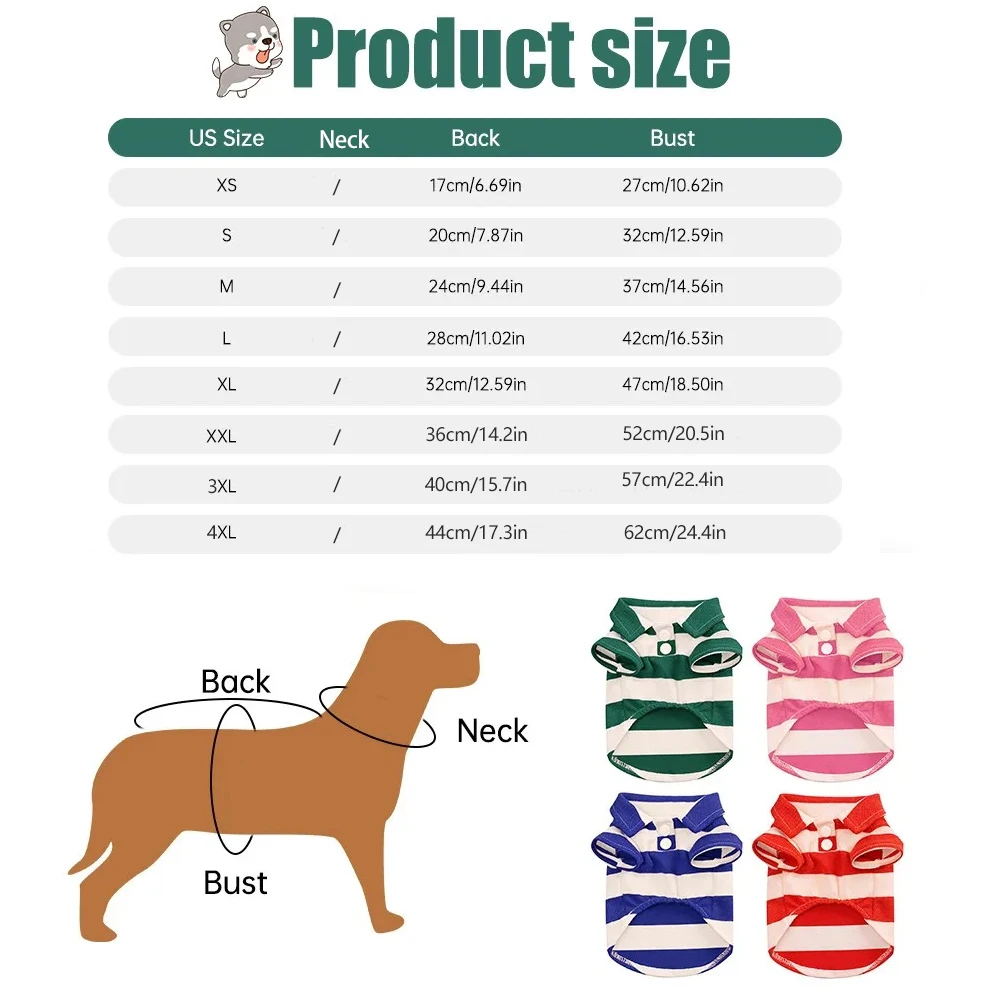 Camisa a rayas para perros, Polos transpirables, ropa de verano para perros pequeños y medianos, gatos, niñas, niños, cachorros, Chihuahua, Yorkie, ropa para mascotas - imagen 3