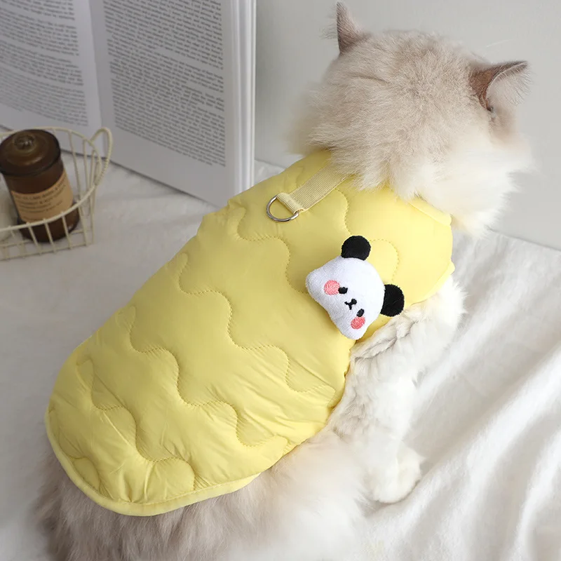 Lindo abrigo para perros y gatos, ropa cálida de invierno para perros, chaqueta de algodón sólida para perros pequeños, ropa para perros Chihuahua Bichon, chaleco grueso para cachorros - imagen 2