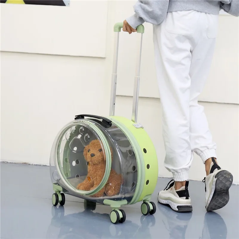 Bolsas transportadoras de gatos de viaje transparentes, mochila de diseño con ruedas, cochecito de hombro para gatos, bolsas transportadoras para perros al aire libre, suministros - imagen 5