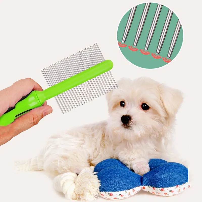 Peine para perros, cepillo para perros de doble cara, removedor de pelo para mascotas, cuidado de perros, diente denso para limpieza del pelo de gato, cepillo de masaje para perros, suministros para mascotas - imagen 2