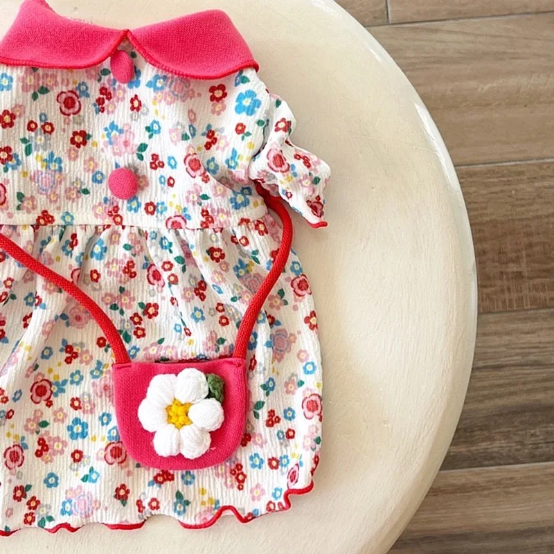 Vestido fino Floral de primavera para mascotas, Teddy para perros pequeños, vestido de princesa para gatos Yorkshire, ropa para perros pequeños, ropa para cachorros - imagen 4