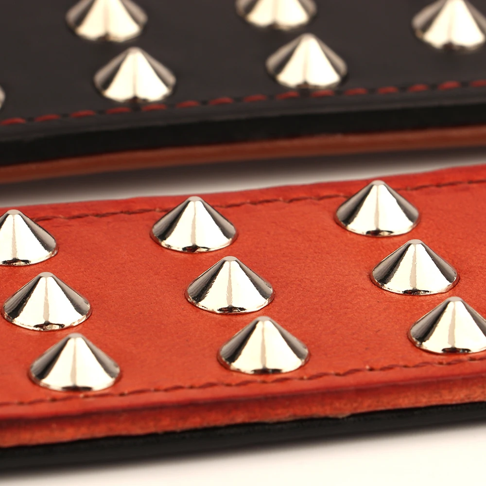 Collar de perro con tachuelas y pinchos, collares de cuero auténtico para perros, collares con remaches para mascotas, ajustables para perros medianos y grandes Pitbull - imagen 3