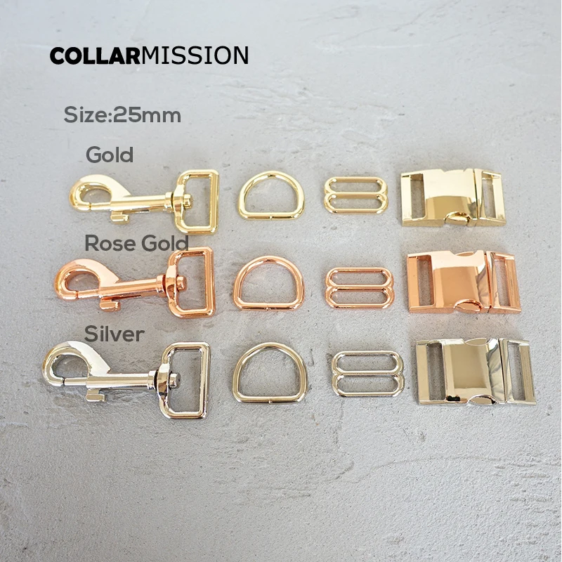 50 juegos por lote, accesorios para Collar de perro DIY, hebilla de Metal chapada de 15/20/25mm, cierre de anillo en D ajustable en 3 colores para manualidades - imagen 5