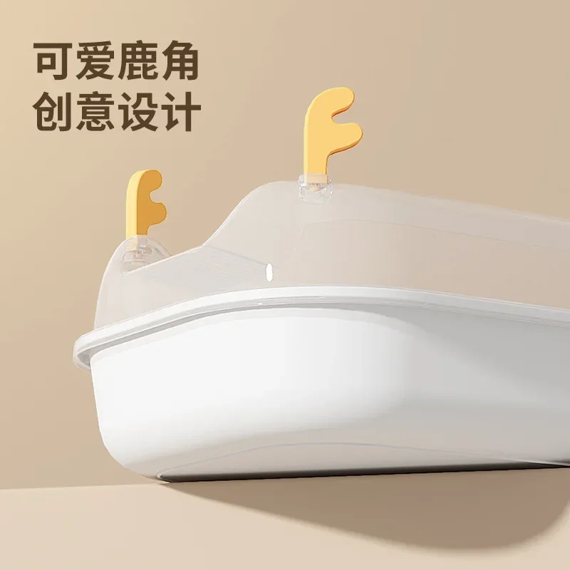 Caja de arena para gatos grande con astas, inodoro cerrado a prueba de salpicaduras para mascotas, caja de arena para gatos extraíble y lavable, suministros para mascotas - imagen 5