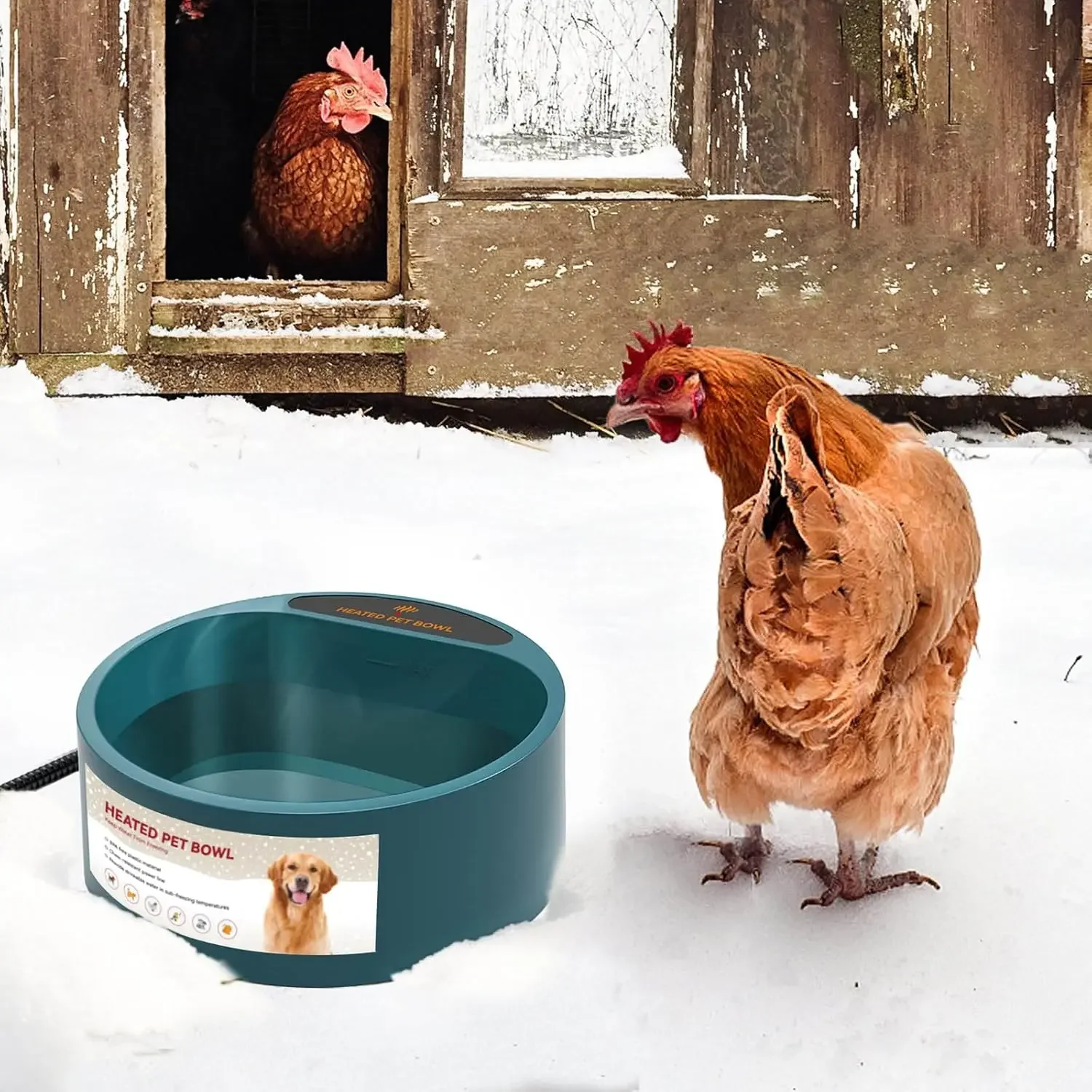 Cuenco de agua de alimentación con calefacción de 2,2 L para perros y gatos, alimentador para beber para mascotas con calefacción para cachorros, contenedor de comida, invierno - imagen 5