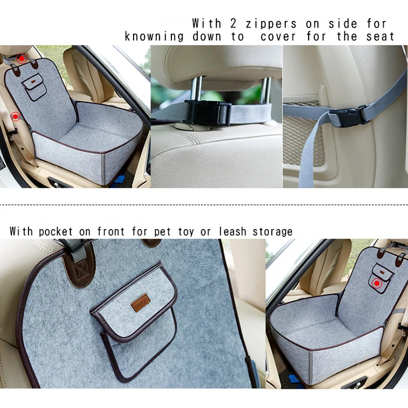 Funda para asiento delantero de coche para perro, Protector antideslizante para asiento de coche para mascotas con correas elásticas, solapa lateral y ancla, alfombrillas para asiento a prueba de arañazos - imagen 4
