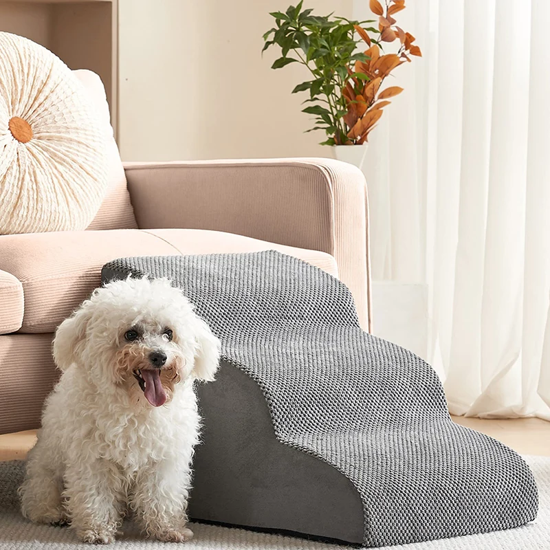 Rampa de escaleras para perros y gatos, escalera antideslizante para mascotas, rampa para perros para cama, escalones para perros, escalera de entrenamiento de 3 niveles, extraíble y lavable - imagen 2