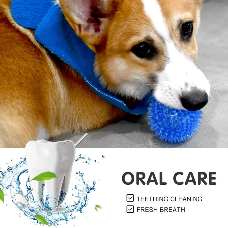 Juguetes para perros y gatos, juguete con sonido para cachorros, Bola de limpieza de dientes chirriantes de lunares, entrenamiento TPR, juguete para masticar dientes de mascotas, accesorios de bolas de espina - imagen 3