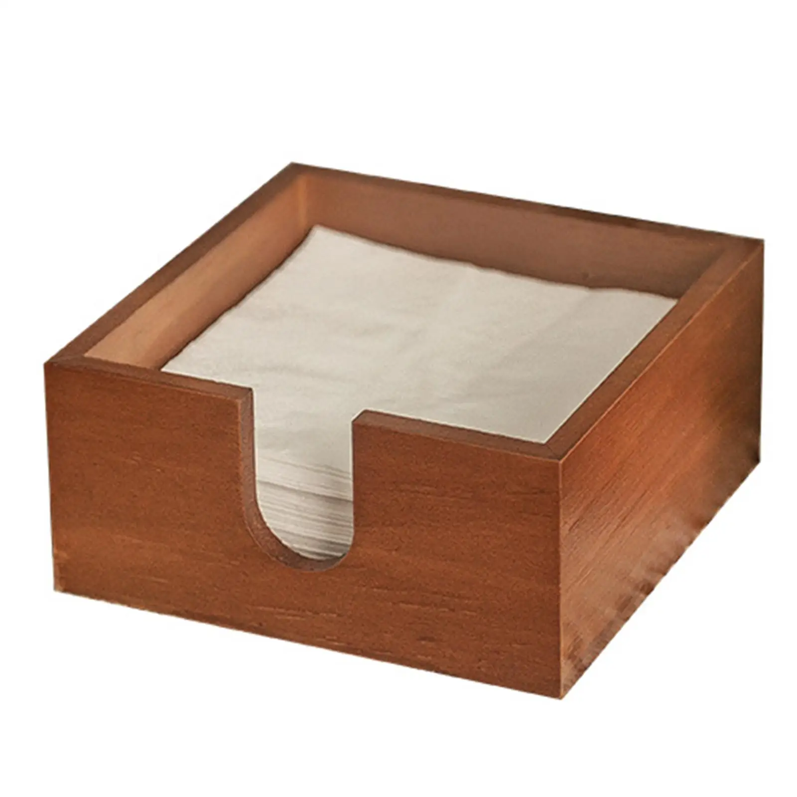 Wood Table Napkin Holder Decorative Memo Pad Organizer Storage Box for Home Office Desk Kitchen Restaurant Cafe Bar