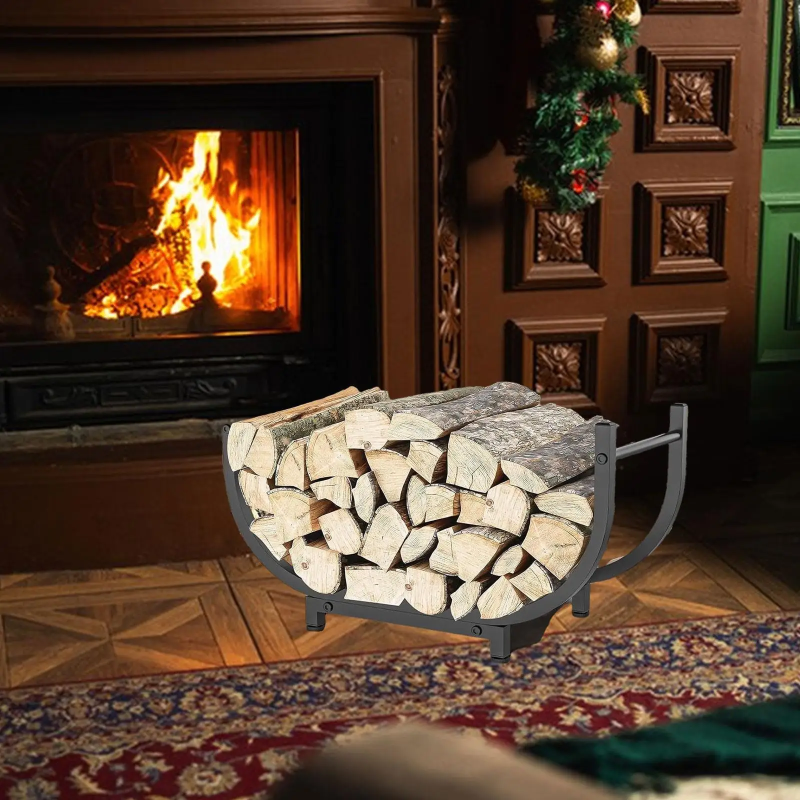 Estante para leña para almacenamiento de chimenea, soporte ligero para almacenamiento de leña