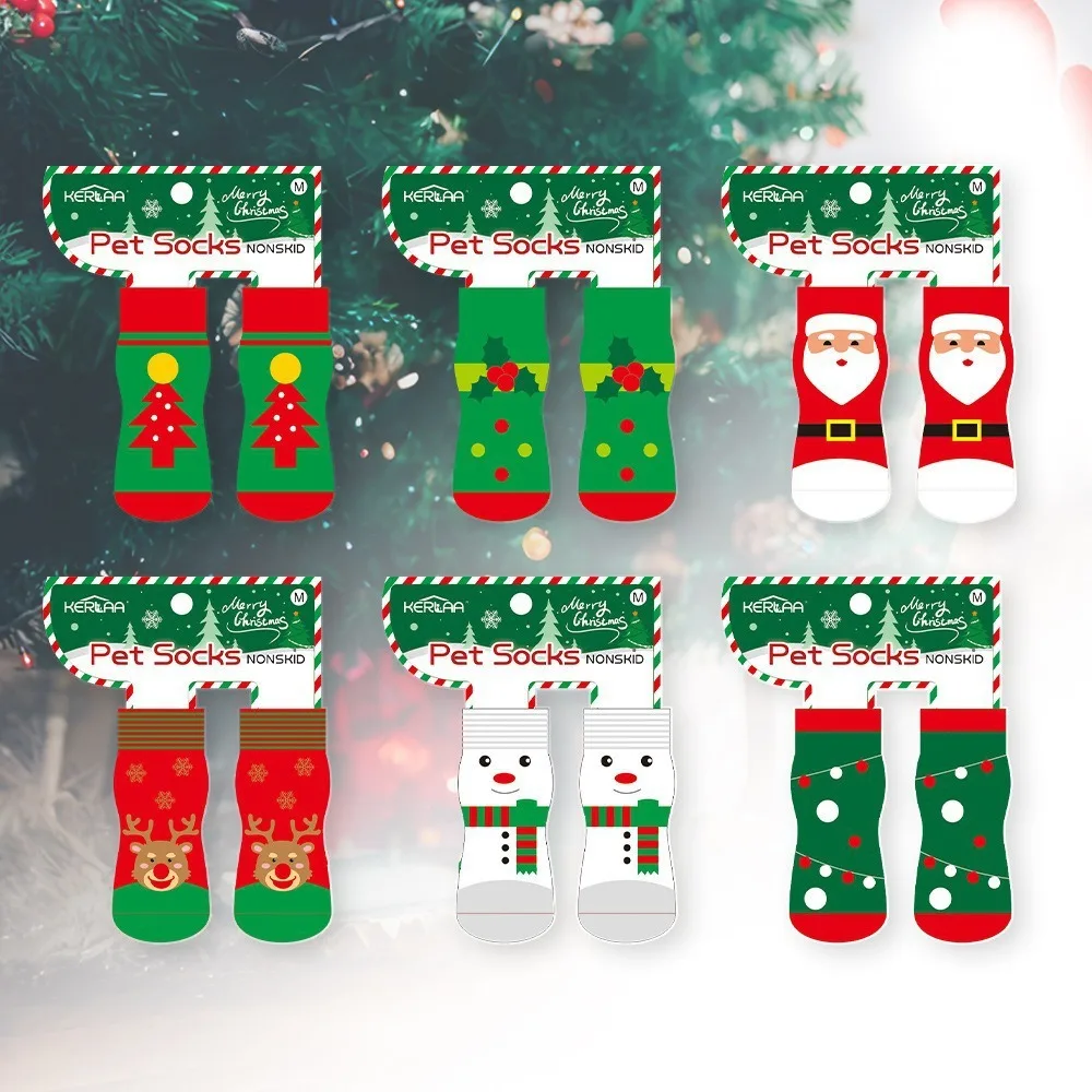 Calcetines navideños para perros, alce, muñeco de nieve, perros pequeños y medianos, calcetines antideslizantes para mascotas, suministros navideños, productos para mascotas - imagen 3