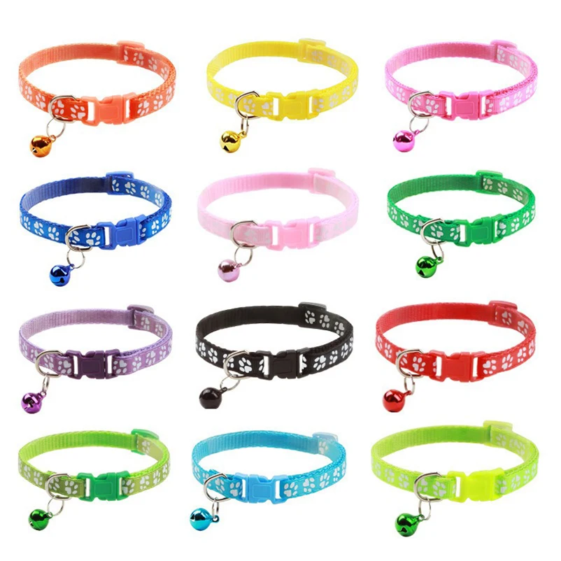 Collar para gatos con campanita multicolor de nylon suave ajustable - imagen 2