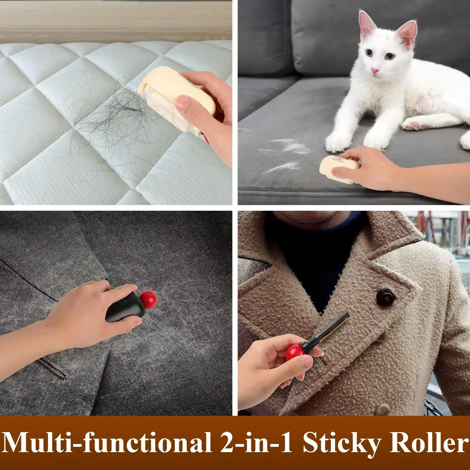 Mini bola reutilizable portátil para quitar el pelo de mascotas, rodillo de pelusa pegajoso, eliminador de pelusa lavable 2 en 1, para ropa, muebles, pelo de perro y gato - imagen 3