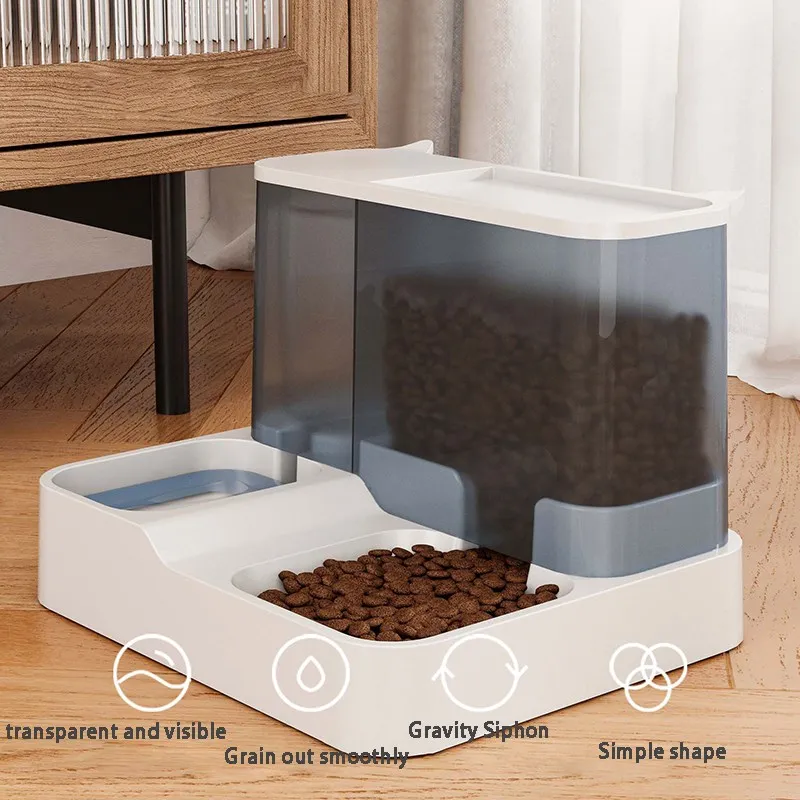 OUZEY-cuenco de comida para perros y gatos, alimentador automático con fuente de agua, artículos para mascotas, plato con soporte elevado de gran capacidad, bebedero para gatos - imagen 3