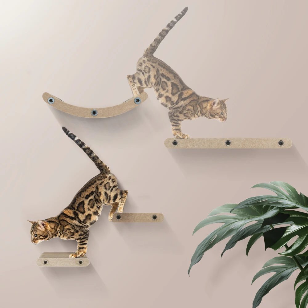 Juego de rascador de escalada fijo para gatos montado en la pared de fieltro con plataforma de salto acogedora para gatos, muebles de interior para jugar y descansar - imagen 3