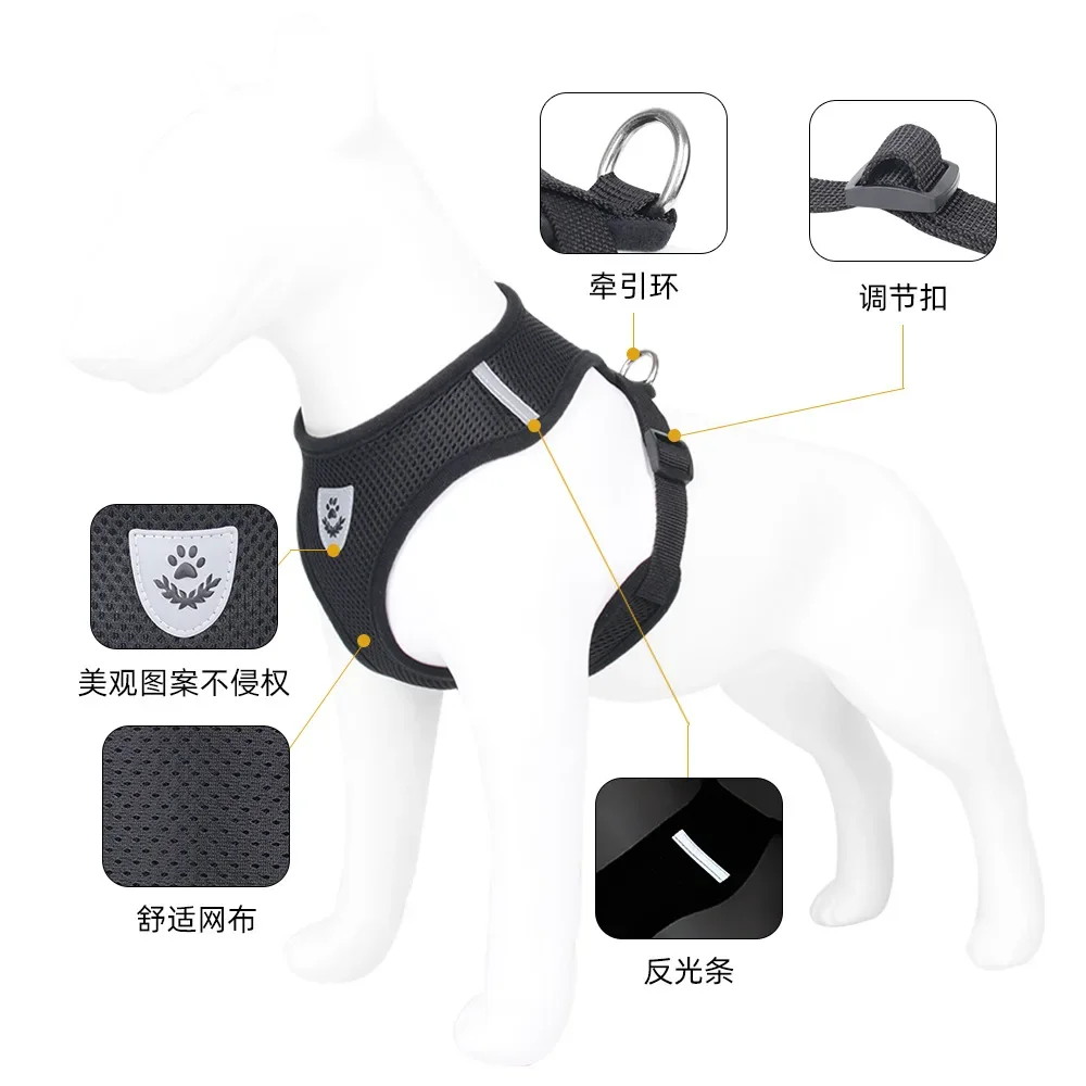 Nueva correa para el pecho para mascotas, correa para el pecho transpirable para cachorros, correa trasera para perros, productos para mascotas - imagen 3