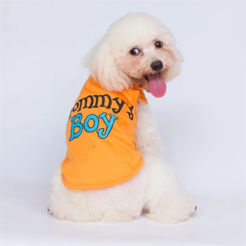 Chaleco sin mangas con estampado de letras para cachorros, ropa de verano para mascotas para perros pequeños, camiseta Bichon de Pomerania, trajes, ropa para perros - imagen 3