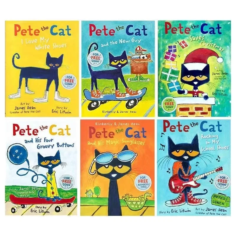 Libros ilustrados Pete The Cat para niños, bebés, historias famosas, aprendizaje de historias en inglés, juego de libros para niños, regalos de lectura para antes de dormir para bebés