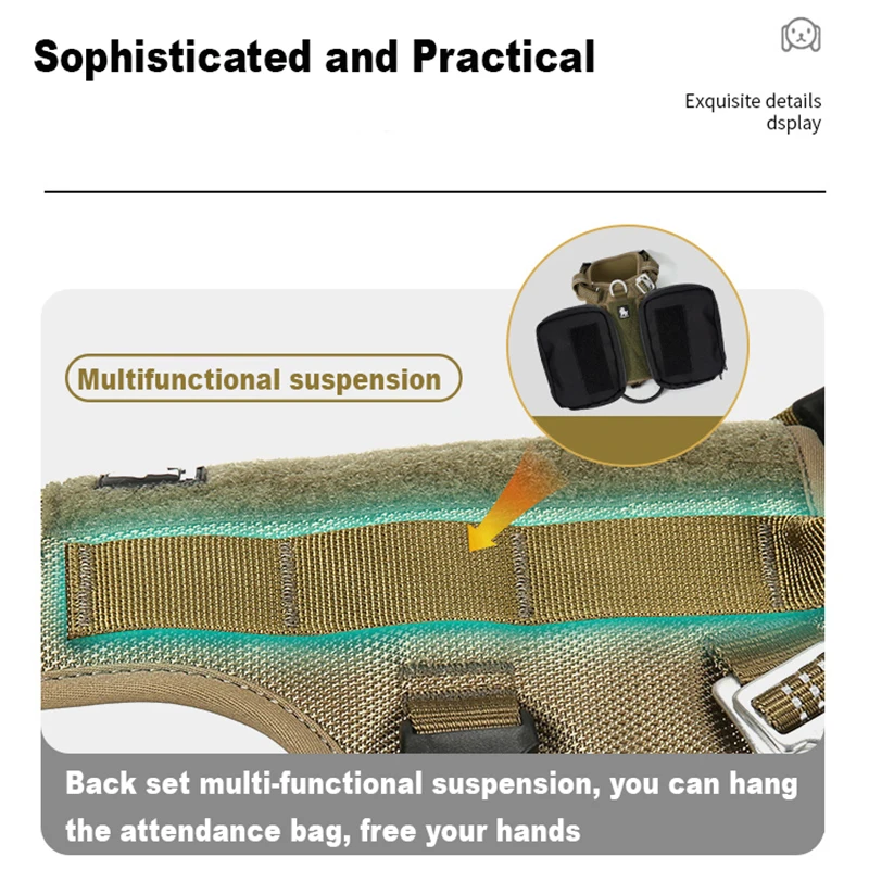 Winhyepet-arnés para perro personalizado, etiqueta para exteriores, chaleco táctico militar reflectante, arnés, servicio de viaje, tela para perros para caminar - imagen 4