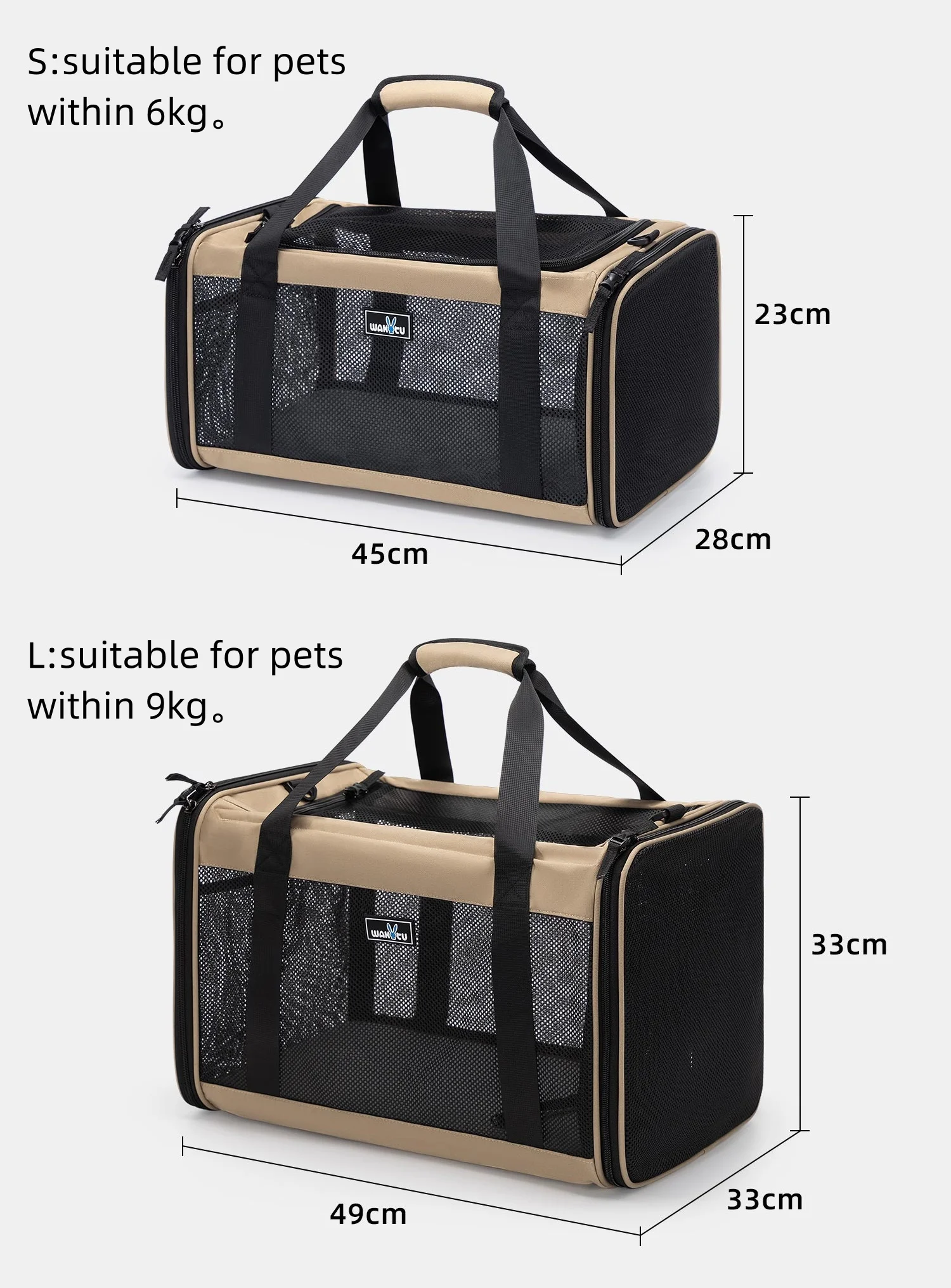 Bolsa transportadora para mascotas expandible, portátil, plegable, para exteriores, bolsa para gatos, bolsa para coche para mascotas, bolsa para mascotas aprobada por aerolínea, transportador para perros de cara suave - imagen 4
