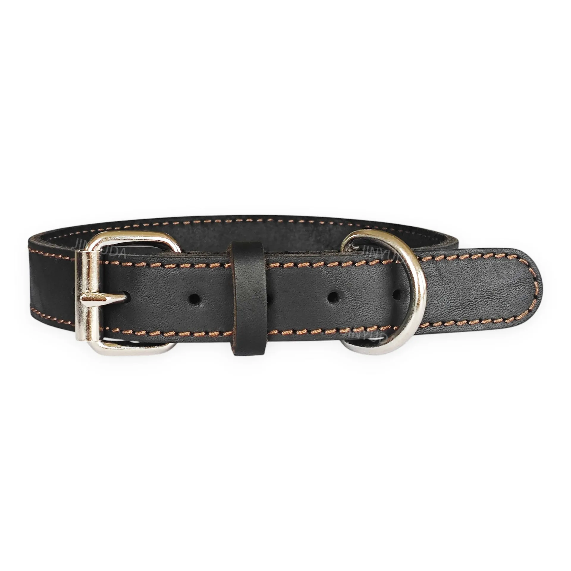 Collar de cuero para perro, collares para perros de cuero auténtico de doble punto auténtico y resistente con Collar ancho de entrenamiento para caminar para perros con hebilla de Metal - imagen 5