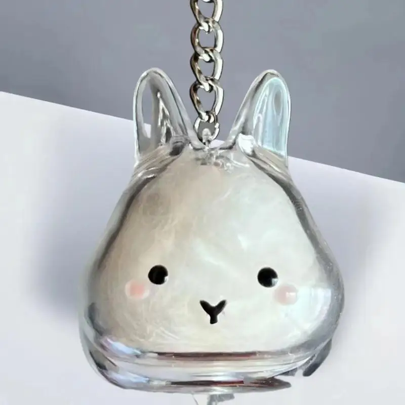 Llavero con colgante transparente conmemorativo de pelo de mascota, organizador de cápsulas de almacenamiento de piel de conejo para mochila, bonita colección de recuerdos para mascotas - imagen 2