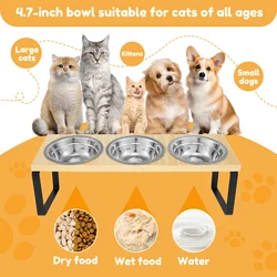 Comedero elevado anti-vómitos para gatos con cuencos de acero inoxidable