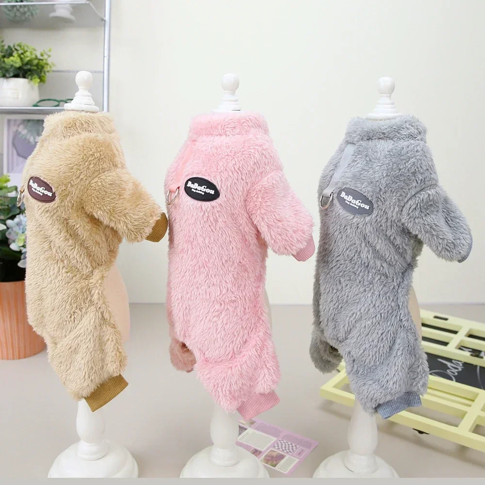 Mono de invierno para perros, ropa cálida de cuatro patas para perros pequeños, monos para Chihuahua Pug, disfraz suave de franela para perros - imagen 3
