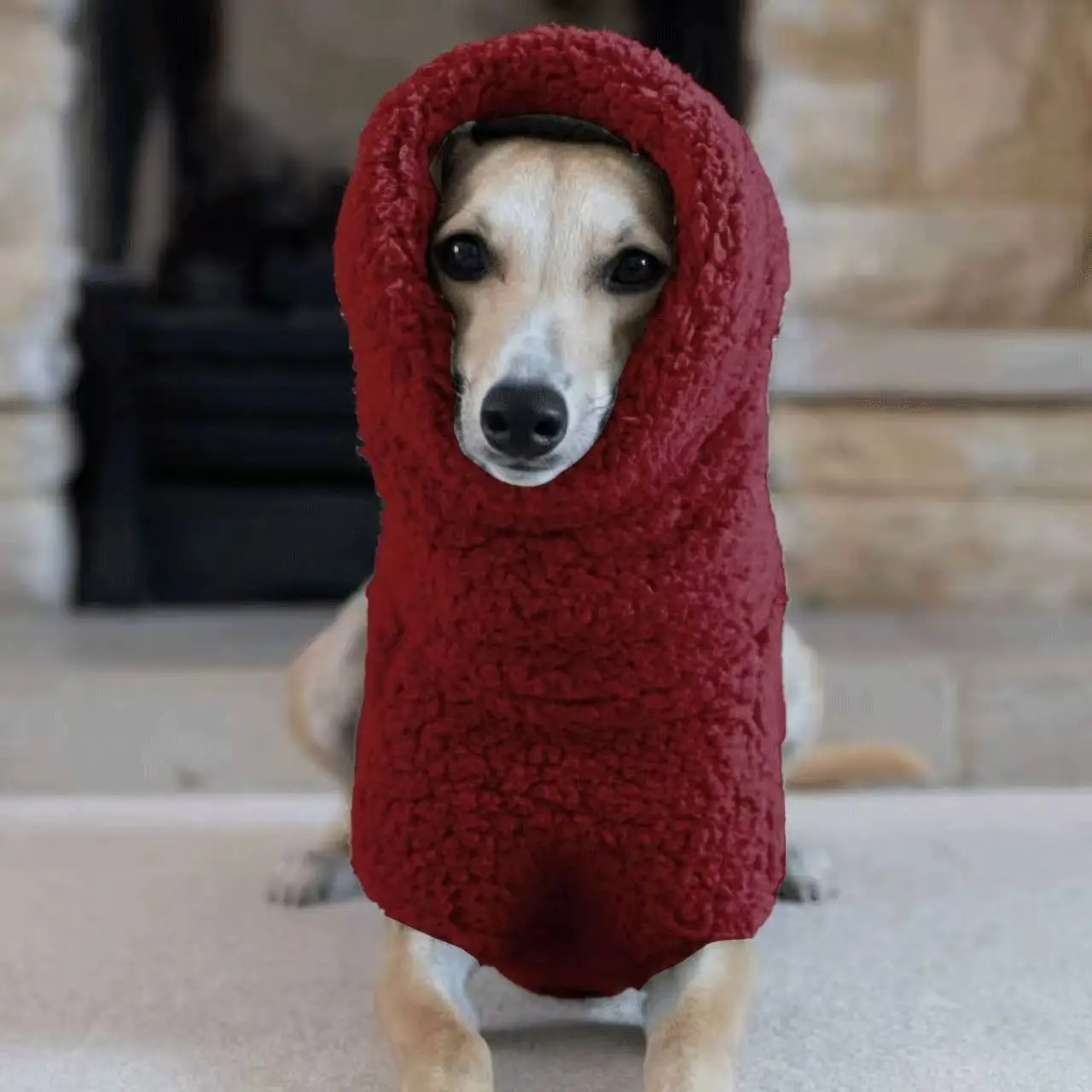 Suéter de lana rojo de invierno para Whippet, sudadera de manga gruesa y cálida con cuello alto para galgo italiano, ropa de Navidad de Año Nuevo - imagen 3