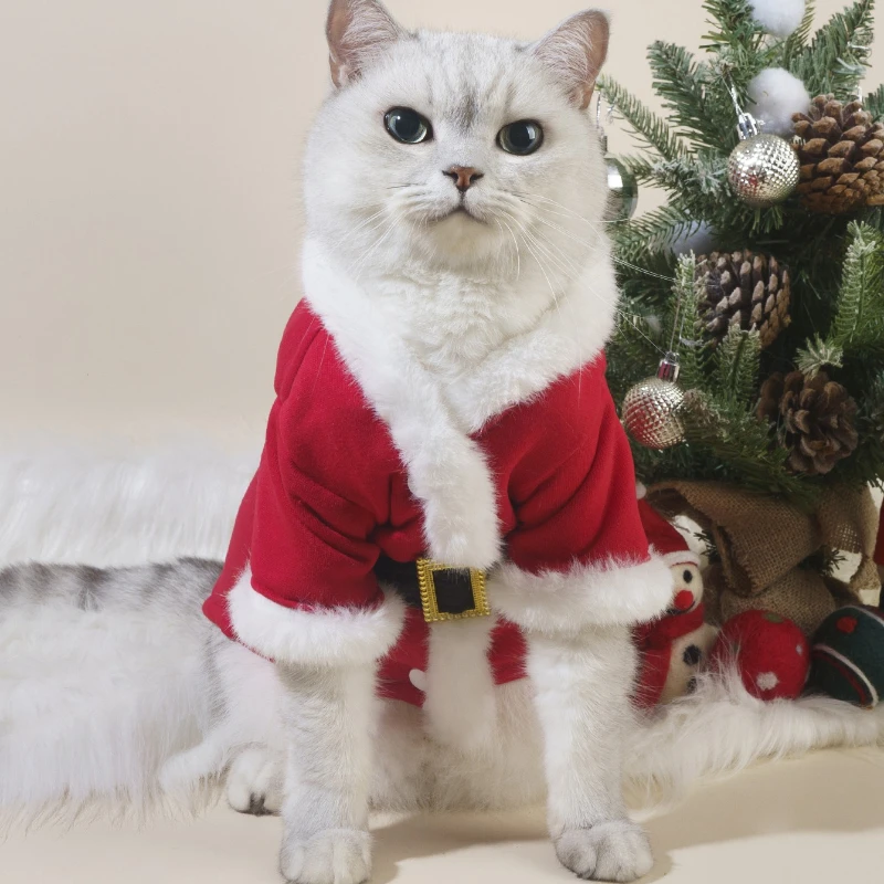 Nueva ropa navideña para mascotas, gatos y perros, albornoces de otoño e invierno, artículos navideños clásicos, suministros para perros