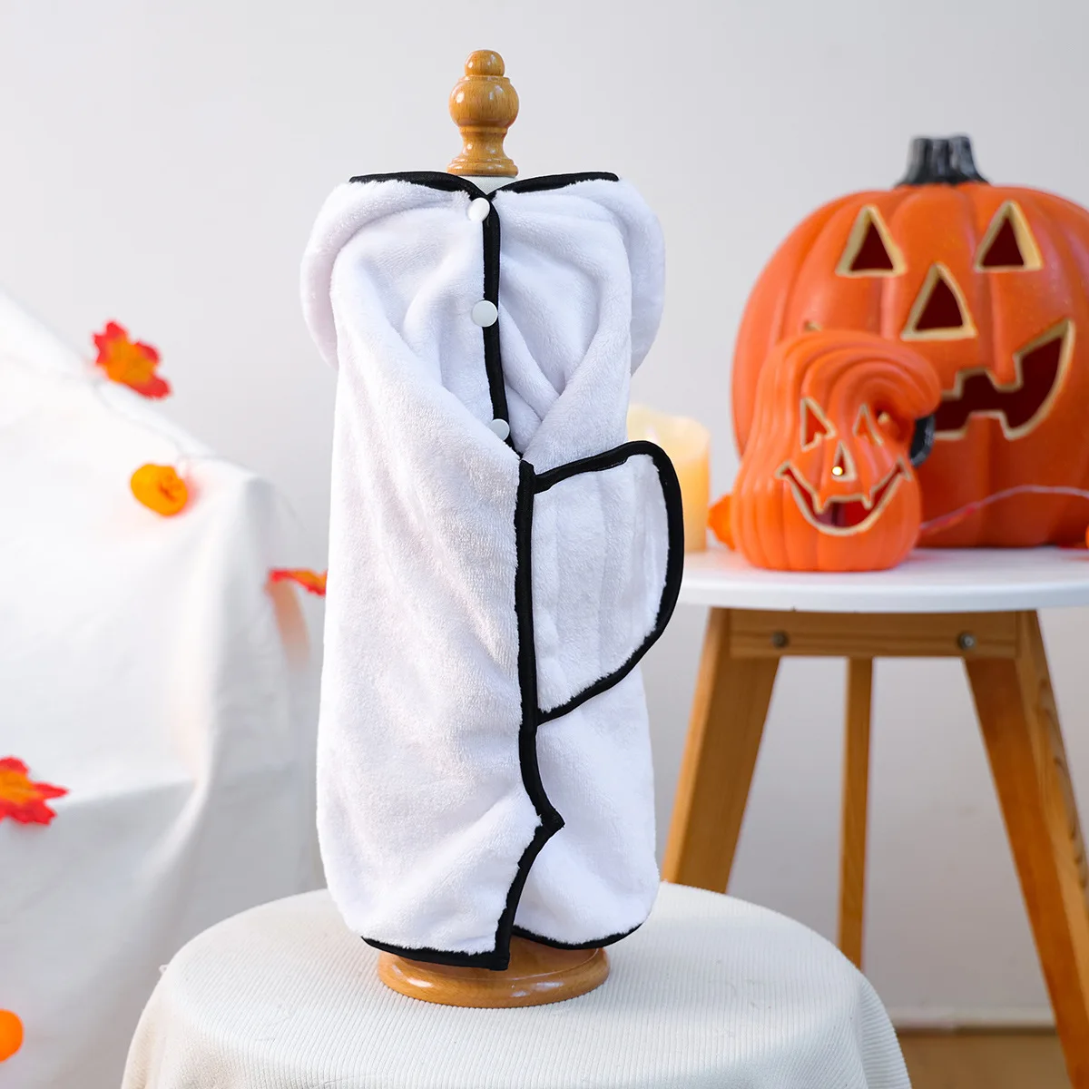 Toalla de baño con capucha para mascotas de Halloween, para perros pequeños, cachorros, Toalla de baño de secado de dibujos animados, albornoz absorbente, manta cálida, calabaza fantasma - imagen 4